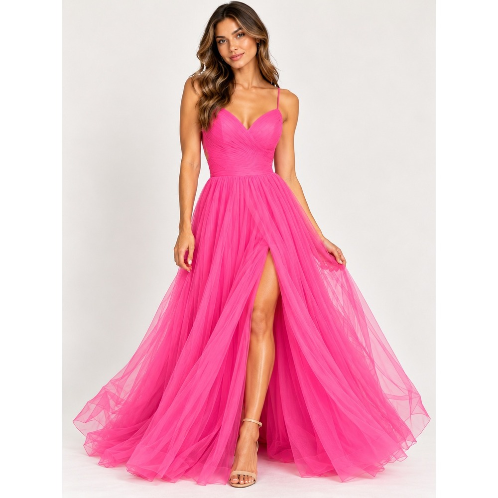 NWT Rated PG by PromGirl Hot Pink Tulle Ball Gown Prom Dress Size 4 Formal